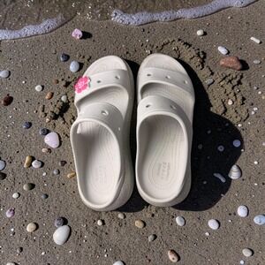 Crocs Classic Glitter Platform Sandal Bone White Slides Womens 8 Mens 6 206750